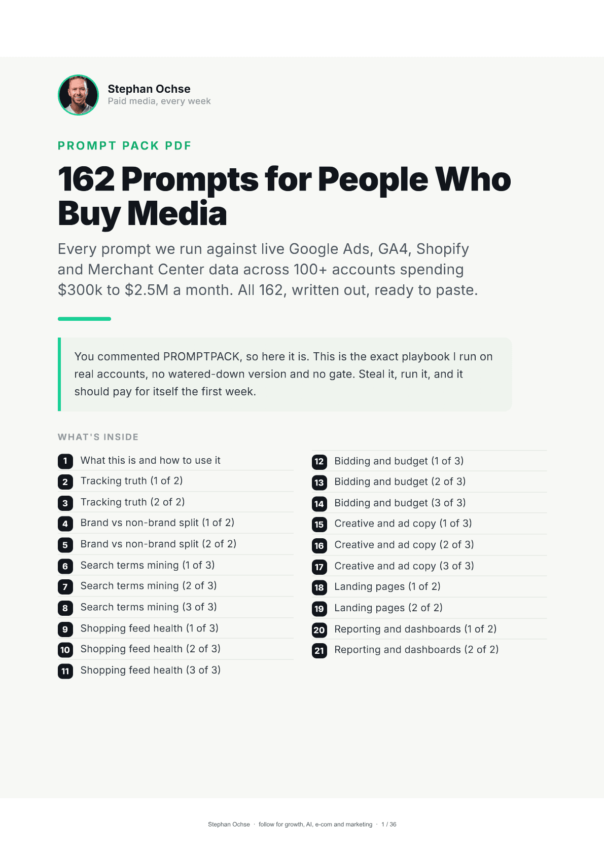 First page of 162 Prompts for People Who Buy Media
