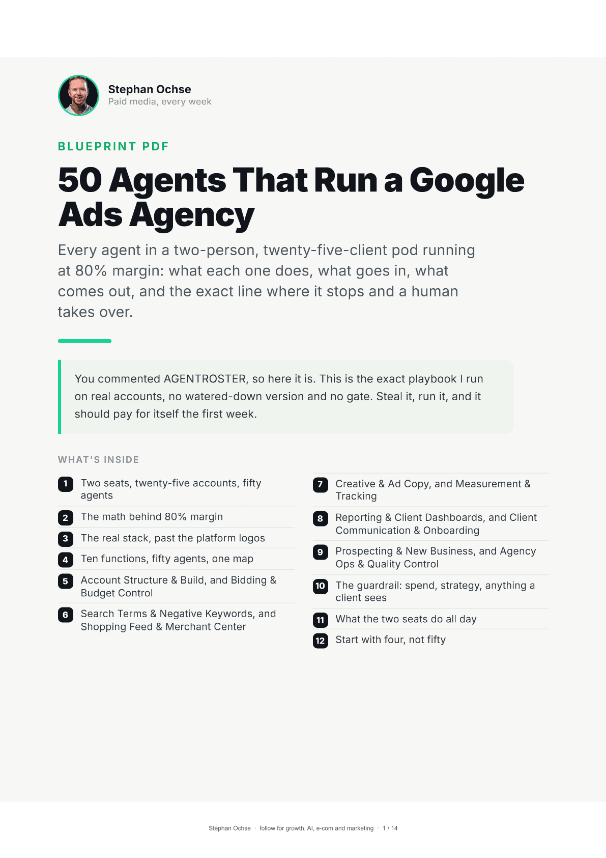 First page of 50 Agents That Run a Google Ads Agency