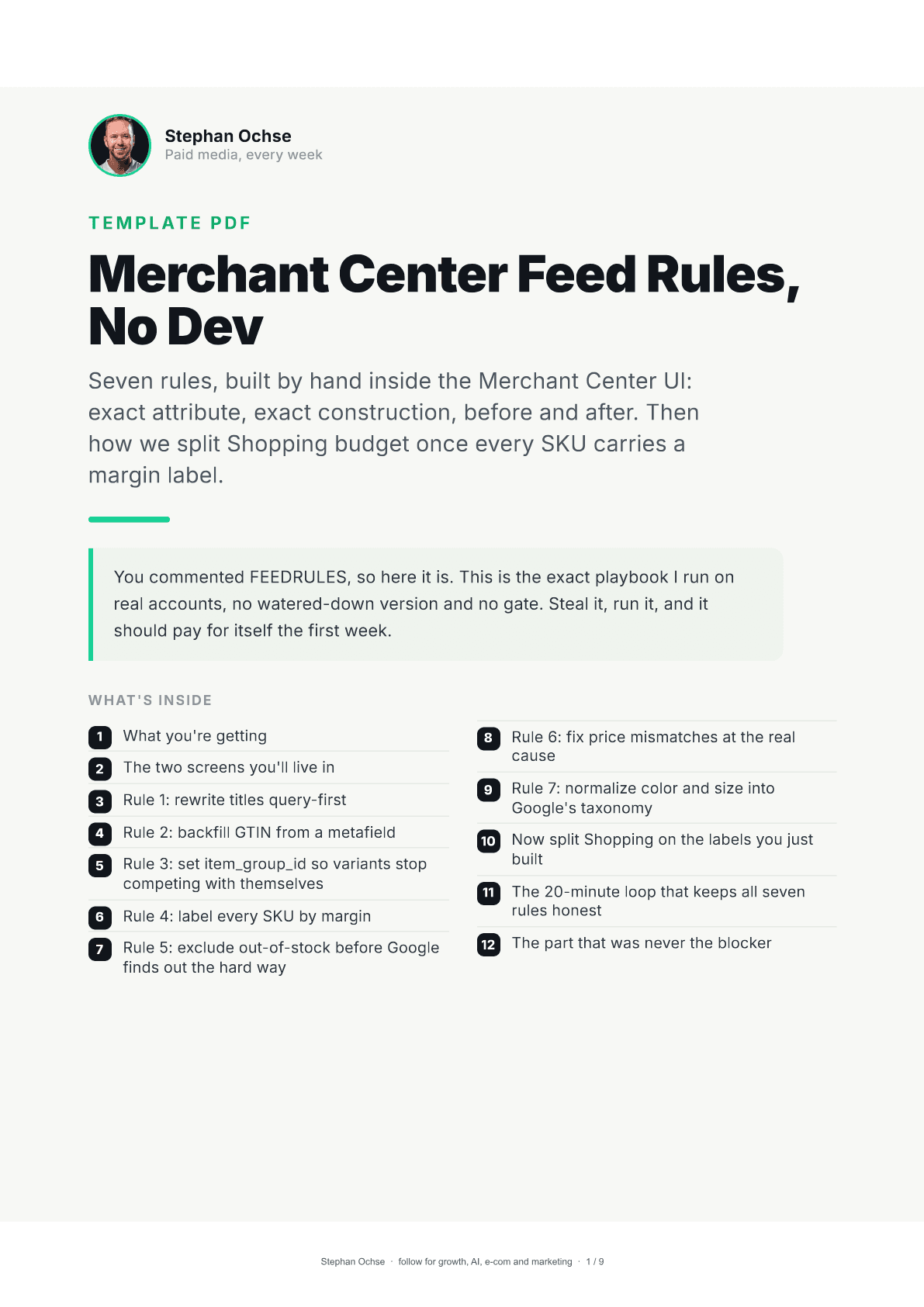 First page of Merchant Center Feed Rules, No Dev
