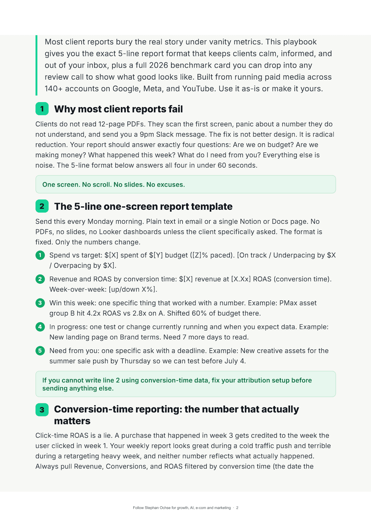 Page 2 of The One-Screen Client Report + 2026 Benchmarks