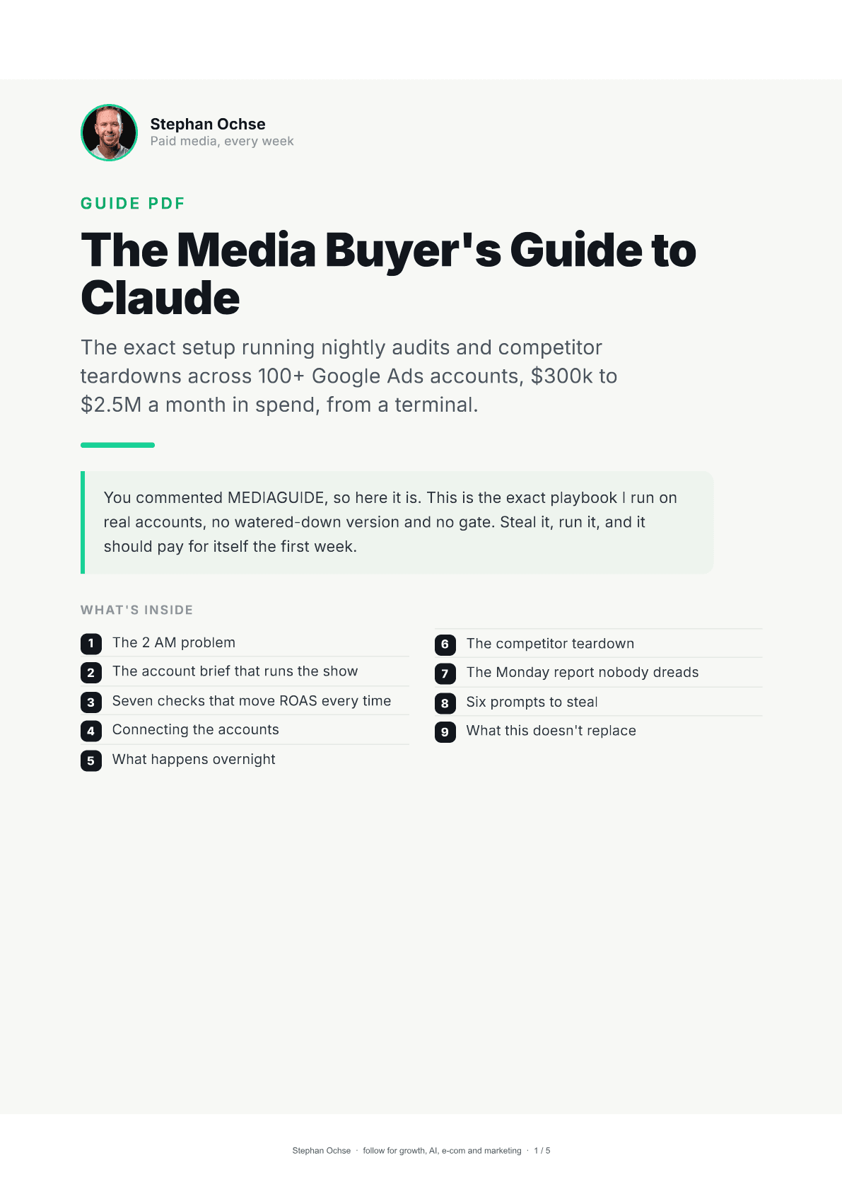 First page of The Media Buyer's Guide to Claude