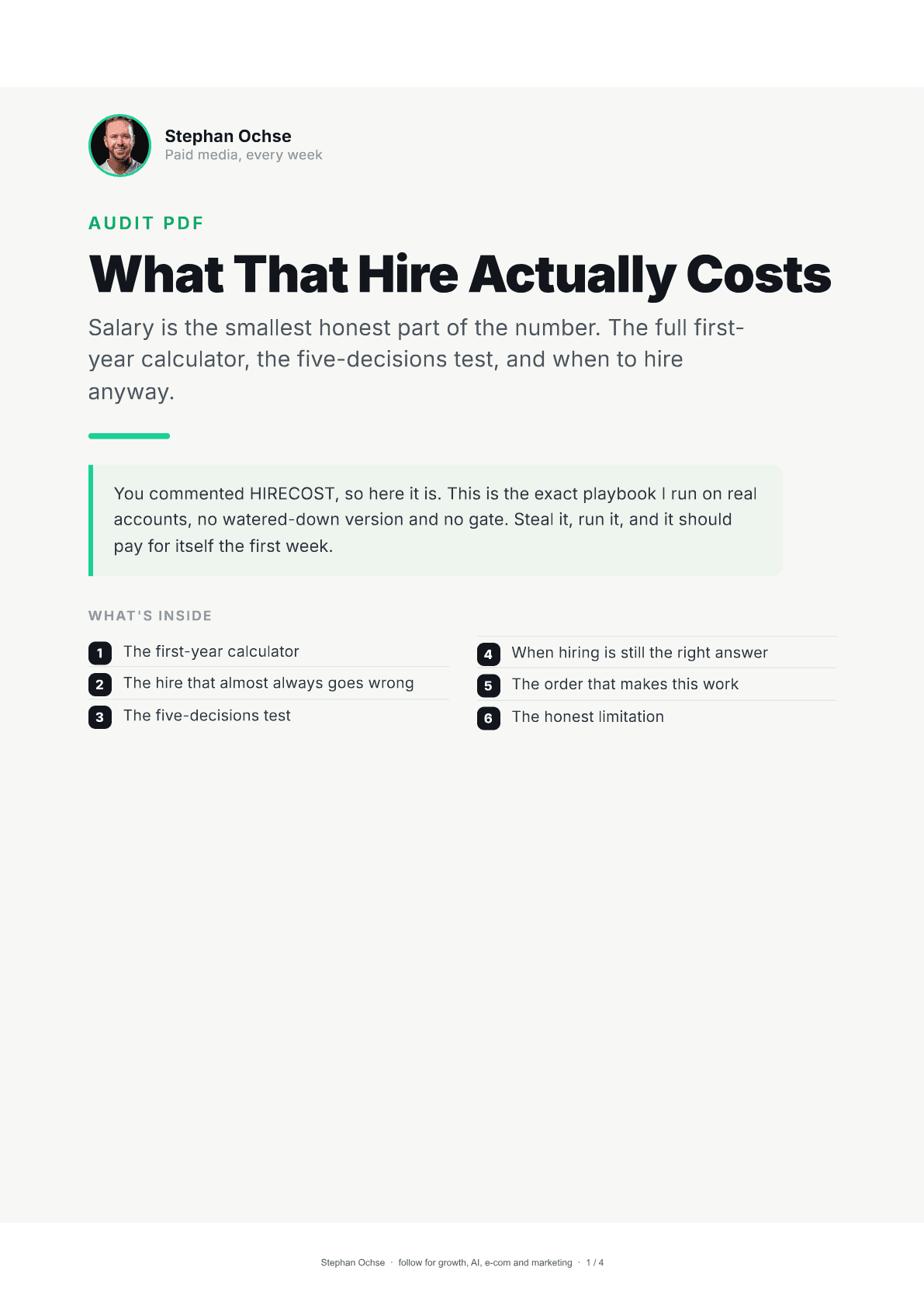 First page of What That Hire Actually Costs